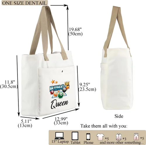 Vista 2 de MBMSO Bingo Queen Tote Bag - Bolso grande para amantes del bingo