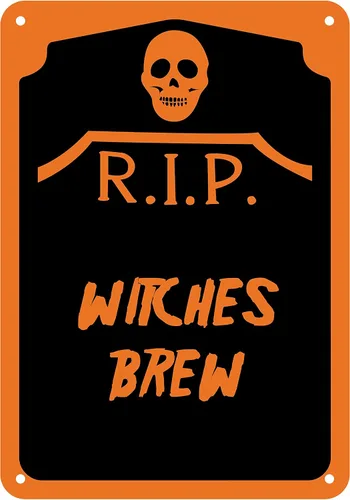 Vista 4 de Letrero de aluminio reflectante de Halloween "Witches Brew" 7" x 10" (HW-1364-RA)