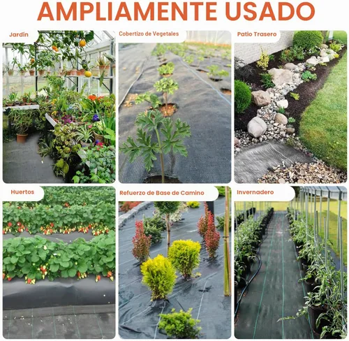 Vista 7 de Tela de barrera de malezas de 3 x 100 pies, resistente, alfombrilla de control de malezas de alta calidad de 3.2 onzas, cubierta de suelo
