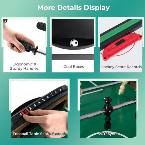 Vista 7 de Giantex 10-in-1 Multi Game Table, Combo Game Table Set w/Hockey, Foosball Pool Ping-Pong Chess Cards Checkers Bowling, Shuffleboard, Backgammon