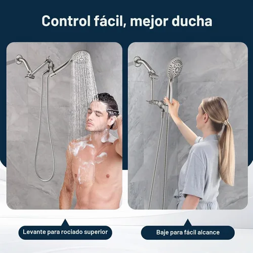 Vista 5 de BRIGHT SHOWERS Brazo extensor de ducha de latón para cabezal de ducha de lluvia y de mano, brazo de extensión de cabezal de ducha universal de 5