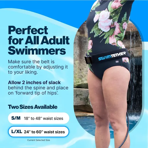 Vista 5 de Swim Tether Cinturón de viaje para natación estacionaria en piscinas y spas de natación
