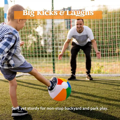 Vista 4 de JOYIN Paquete de 12 pelotas de playa de 12 pulgadas, juguetes inflables clásicos a granel para piscina, juegos de adultos y niños, suministros