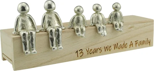 Vista 5 de Idea para el 13º aniversario – 13 años hicimos un adorno de metal familiar – Elige tu combinación familiar (1 niño)