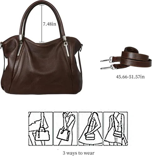 Vista 7 de HESHE Bolsos de cuero para mujer, bolsos de diseñador Hobo, bandolera, bolso de hombro, bolso de mano de trabajo