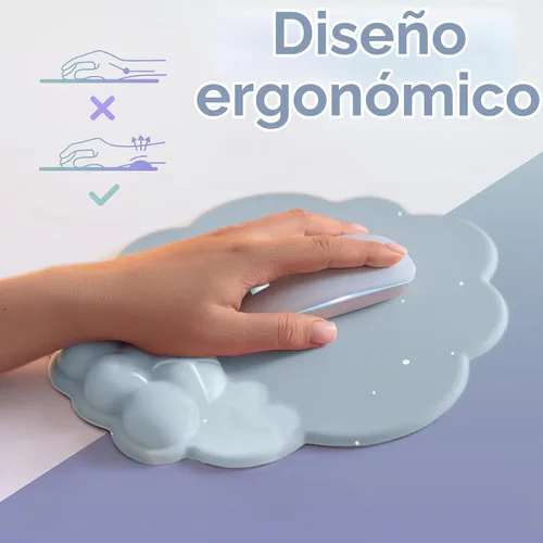 Vista 4 de Juego de Reposamuñecas para Teclado y Mouse de Calidad Premium en Forma de Nube – Accesorios de Escritorio Ergonómicos de Espuma Viscoelástica