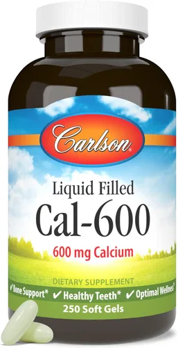 Vista 9 de Carlson - Cal-600, 600 mg de calcio, apoyo óseo, dientes sanos y bienestar óptimo, 100 cápsulas blandas