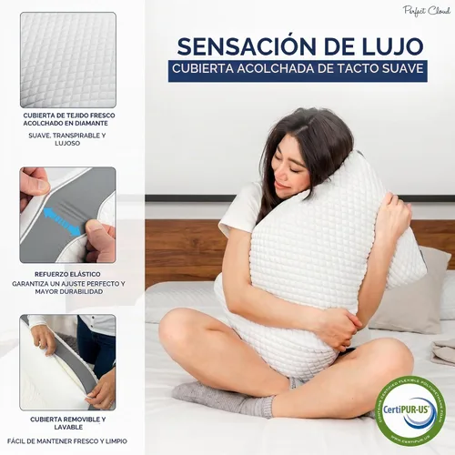 Vista 6 de Almohada de espuma viscoelástica Perfect Cloud, diseño refrescante, loft ajustable Dual Temperature Pillow With Breathable Design For Back, Side &