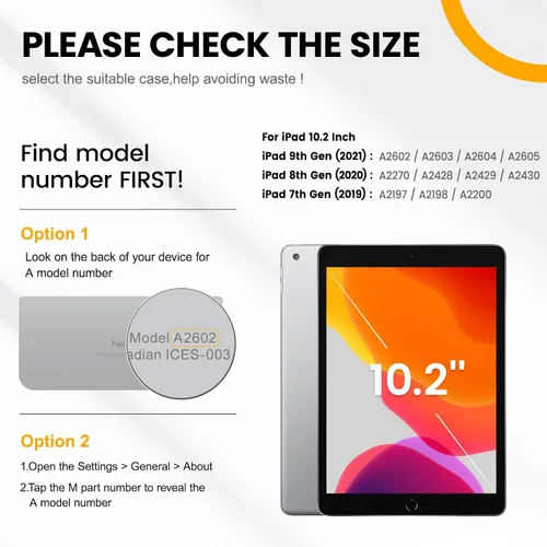 Vista 2 de Timecity - Funda para iPad de 9ª/8ª/7ª generación, de 10.2 pulgadas, funda protectora resistente con protector de pantalla, soporte giratorio