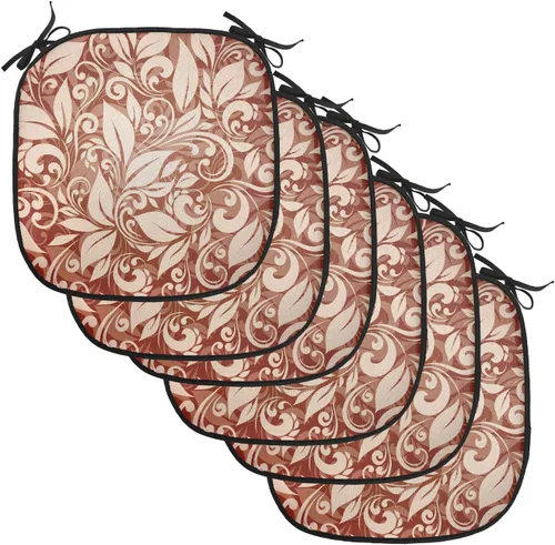 Vista 144 de Lunarable Floral Chair Cushion Pad, Flower Petal with Oriental Detail Culture Design, Seat Padding for Kitchen & Patio with Anti-Slip Backing