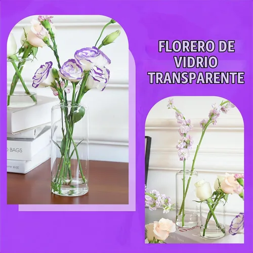 Vista 4 de Jarrones pequeños a granel, juego de 12, jarrones pequeños de vidrio para flores, jarrones cilíndricos modernos para flores para centros de mesa