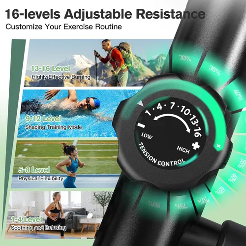 Vista 5 de pooboo Máquina elíptica, máquina elíptica de ejercicio con resistencia de 16 niveles y sistema de conducción magnética silencioso, máquina elíptica
