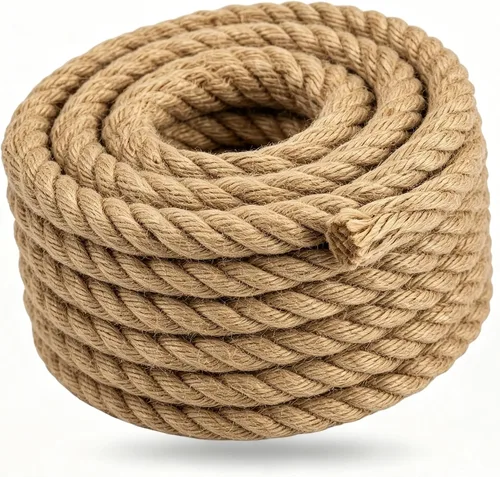 Vista 9 de Cuerda de yute natural, 1/2 pulgada x 50 pies, cuerda de cáñamo gruesa para postes rascadores de gatos, columpios de cama, jardinería, decoraciones