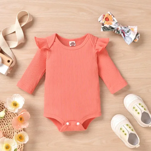 Vista 30 de Aalizzwell Conjunto de mameluco acanalado para bebé recién nacido prematuro para otoño e invierno