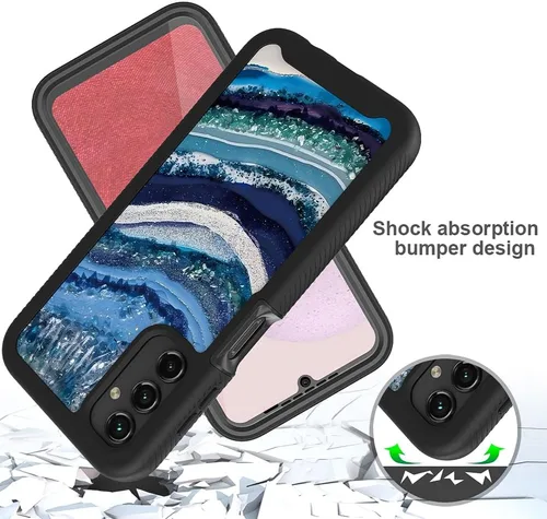 Vista 4 de TJS Funda compatible con Samsung Galaxy A14 5G, con [protector de pantalla integrado], cubierta protectora de cuerpo completo contra caídas