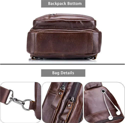 Vista 77 de LUKZIJAES Bolso bandolera de cuero genuino para hombre
