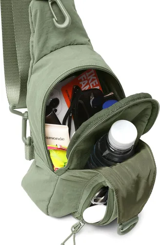 Vista 3 de ODODOS Bolso bandolera diario con correas ajustables, bolso cruzado en el pecho, mochila pequeña ligera para viajes casuales y senderismo