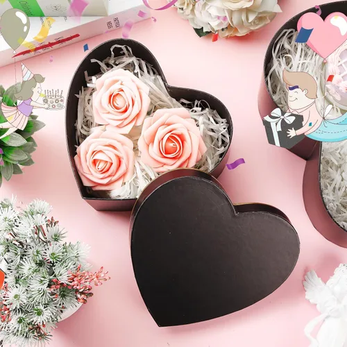 Vista 6 de Harloon 5 cajas en forma de corazón para arreglos florales, cajas de regalo, caja de corazón con tapas para el día de San Valentín, dama de honor