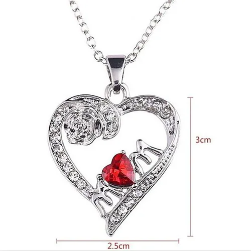Vista 2 de Essencedelight - Collar con colgante de rosa con corazón de amor, collar con dije de letra para mamá, lindo collar de cristal para mamá de hija
