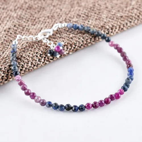 Vista 2 de Natural Gemstone Micro Beads Dainty Bangle Bracelet, Handmade Birthstone Jewelry, Healing Chakra Crystals, Silver Plated 8 inch, Birthday Gift for