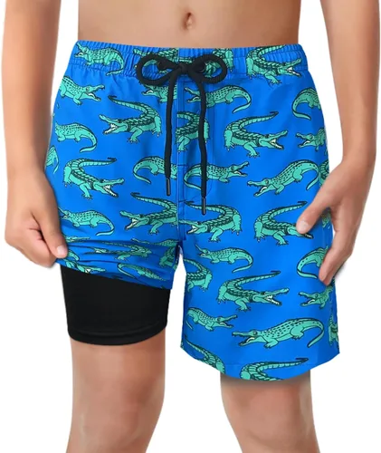 Vista 40 de Trajes de Baño para Niños con Forro de Compresión Cómodos Shorts de Natación Anti-Rozaduras Elásticos UPF Secado Rápido Talla 3T-20 Estrellas Águila