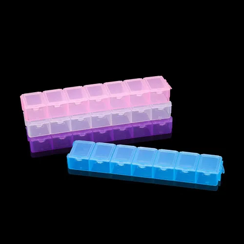 Vista 2 de Caja de almacenamiento transparente rectangular de plástico de 5.2 in, organizador de manualidades, manualidades, cuentas de bricolaje, caja de Azul