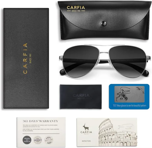 Vista 42 de CARFIA Gafas de sol polarizadas para mujer, protección UV, brazos de acetato, marco de metal, sombras para mujer, CA3216