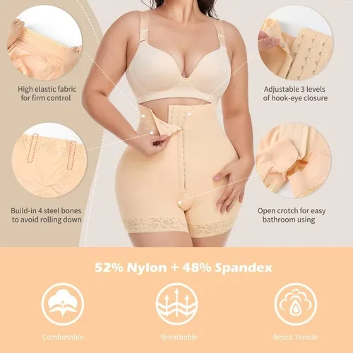 Vista 3 de SHAPERIN Faja de control de abdomen para mujer, pantalones cortos de cintura alta, moldeador de cuerpo, levantador de glúteos, pantalones cortos