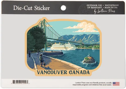 Vista 9 de Lantern Press Adhesivo Vancouver, Canadá, puente de la puerta de los leones, vinilo troquelado