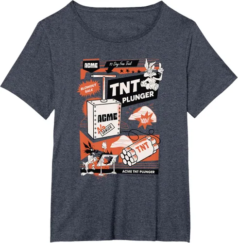 Vista 52 de Looney Tunes Wile E. Coyote - Camiseta de émbolo TNT, Blanco, S