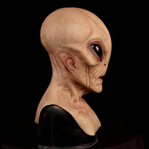 Vista 3 de LECOK Máscara de alienígena aterradora, máscara realista de Halloween para adultos, cubierta de cabeza de látex espeluznante, para disfraces
