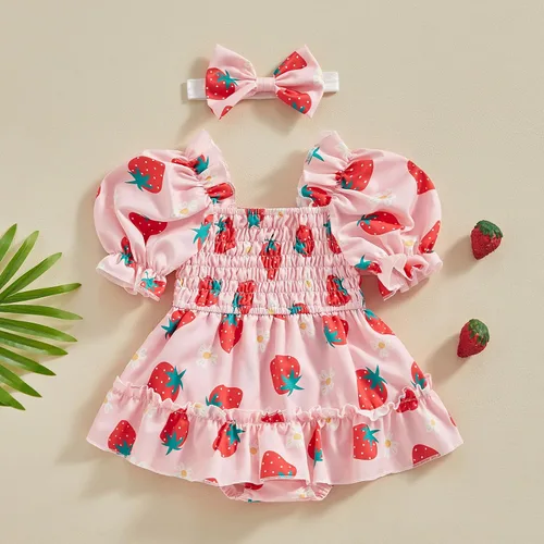 Vista 29 de Mameluco de verano para niña, sin mangas, vintage, con burbujas, vestido de mameluco lindo y diadema