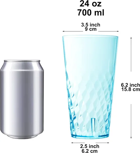 Vista 2 de Youngever Paquete de 9 vasos de plástico de 24 onzas, vasos de plástico, vasos para beber, vasos de bebidas inastillables, 9 colores, reutilizables