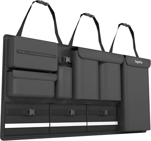 Vista 8 de Organizador Colgante para Asiento Trasero con Bolsas de Almacenamiento Grandes Cuero PU, Gran Capacidad Correas Ajustables, Impermeable