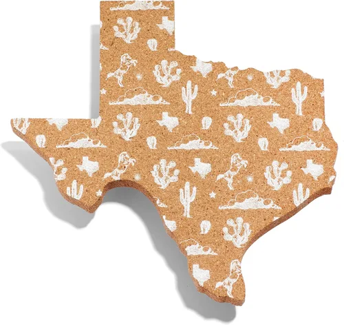 Vista 7 de Sostenedor de olla de corcho en forma de Texas Salvamanteles – 9 pulgadas Hot Pad Regalo