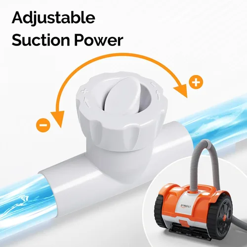 Vista 7 de VINGLI Aspiradora de piscina, barredora automática de piscinas para piscinas terrestres y enterradas, barredora de pared con succión lateral