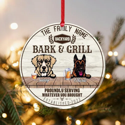 Vista 17 de SILYHEART Christmas Acrylic Ornaments Golden Retriever & Shiba Inu Christmas Sublimation Ornaments Family Dog Name Funny Dogs Live Here Car Hanging