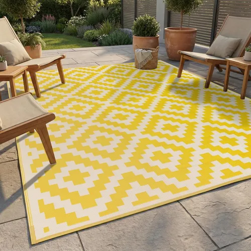 Vista 12 de FH Home - Alfombra para exteriores de camping, impermeable, resistente a la decoloración, reversible, plástico reciclado de alta calidad, a rayas