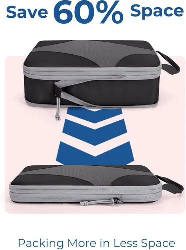 Vista 4 de BAGSMART Cubos de embalaje de compresión para viajes, organizador de equipaje comprimible para cruceros, artículos esenciales de viaje ligeros