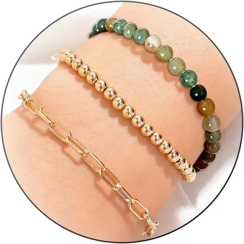 Vista 138 de Long tiantian Pulsera de oro gruesa para mujer, pulseras de oro delicadas, pulseras para mujer, pulseras apilables de eslabones de cadena