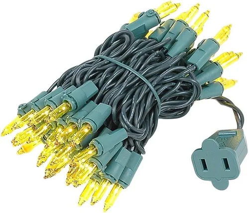 Vista 8 de Novelty Lights 11 pies 50 bombillas Luces mini tradicionales incandescentes, transparentes en cable verde con espaciado de 2.5", grado comercial