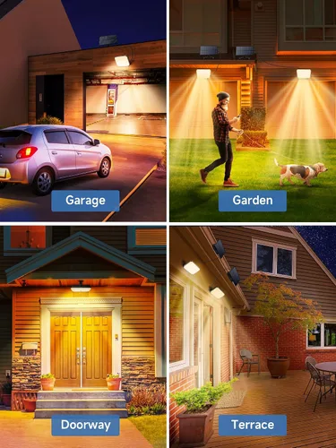 Vista 6 de One Fire Luces solares para exteriores 【Luz cálida】 190 LED 1500 lm luces solares para exteriores, 3 modos y sensor de movimiento solar remoto