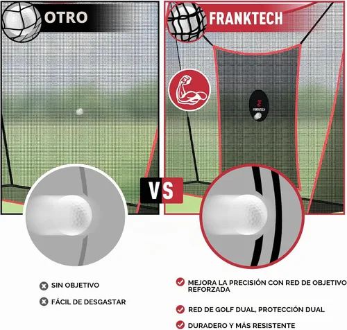 Vista 3 de Red de práctica de golf, red de campo de conducción resistente con objetivo de astillado de alto impacto, incluye bolsa de transporte y pelotas