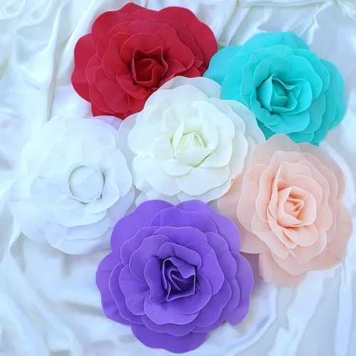 Vista 8 de Efavormart - Rosas de espuma 3D grandes para decoración de bodas, paquete de 4 flores artificiales de 12 pulgadas, color oro rosa, ramo de bricolaje