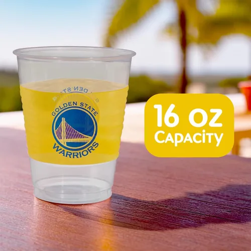 Vista 4 de Amscan Golden State Warriors - Vasos de plástico, 16 onzas, paquete de 25, multicolor