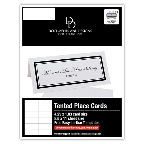 Vista 5 de Tarjetas de lugar imprimibles de doble línea, color negro, juego de 60