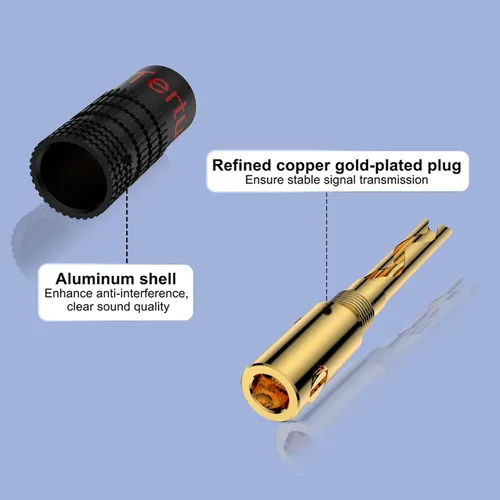 Vista 7 de Tertullus BFA - Enchufes tipo banana de 24 quilates chapados en oro de 24 quilates, bloqueo de doble tornillo para cine en casa, placa de pared