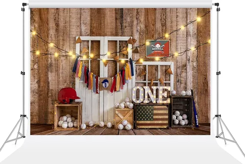 Vista 4 de Kate Fondos de fotografía para fiestas temáticas de béisbol, 7x5 pies, decoración de iluminación, fiesta de cumpleaños, estudio fotográfico, fondo