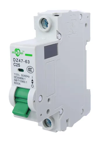 Vista 2 de Interruptor de Circuito en Miniatura AC, 1 Polo 6 Amp, 120/240VAC, Interruptor de Montaje en Riel DIN de 6kA con Desconexión Térmica Magnética