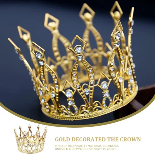Vista 6 de DOERDO - Corona para pastel de diamantes de imitación hecha a mano, tiara para decoración de tartas, postres para bodas, cumpleaños, suministros